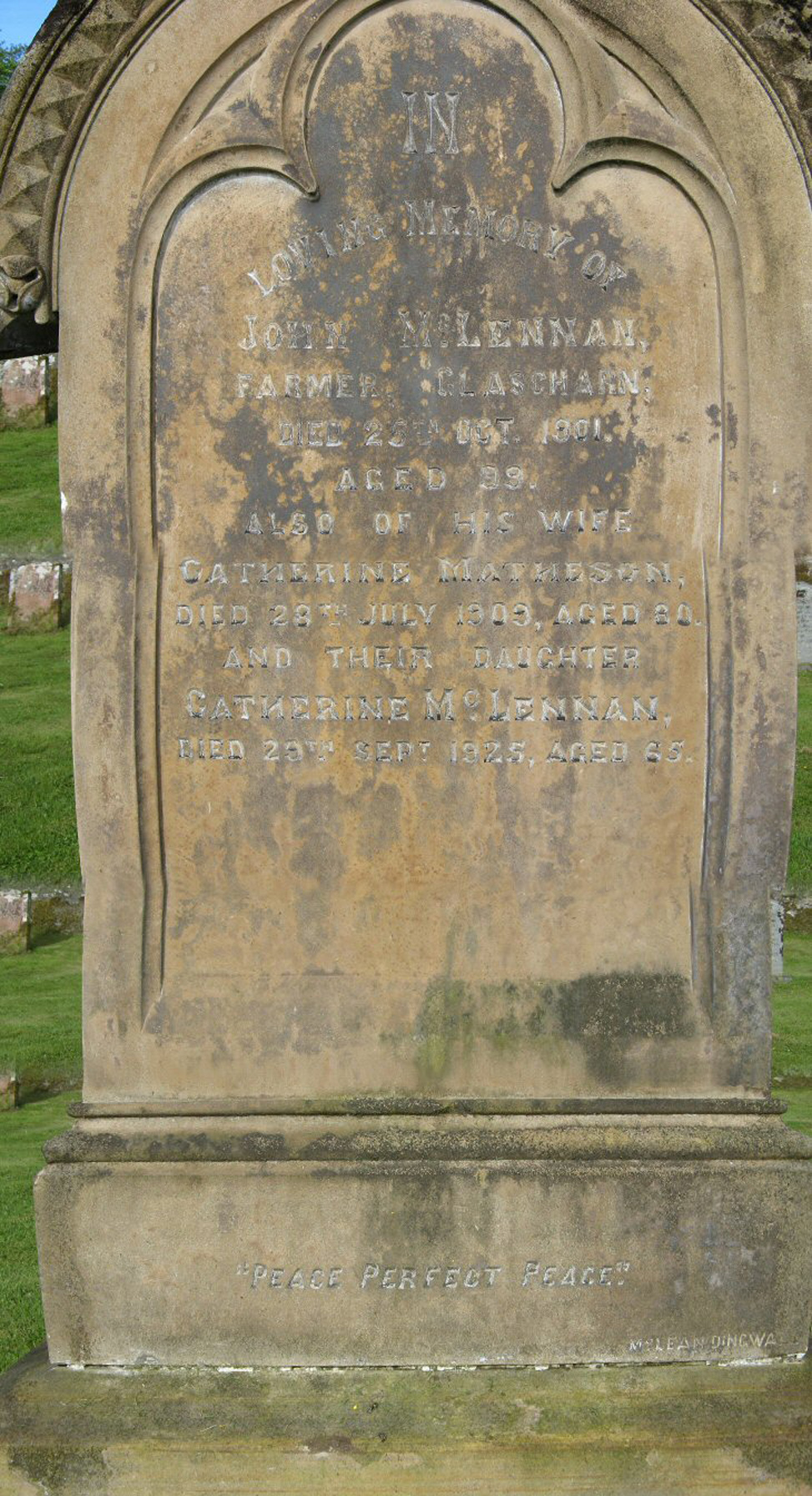 Photo of headstones/John McLennan died 1901 MI Contin Churchyard
